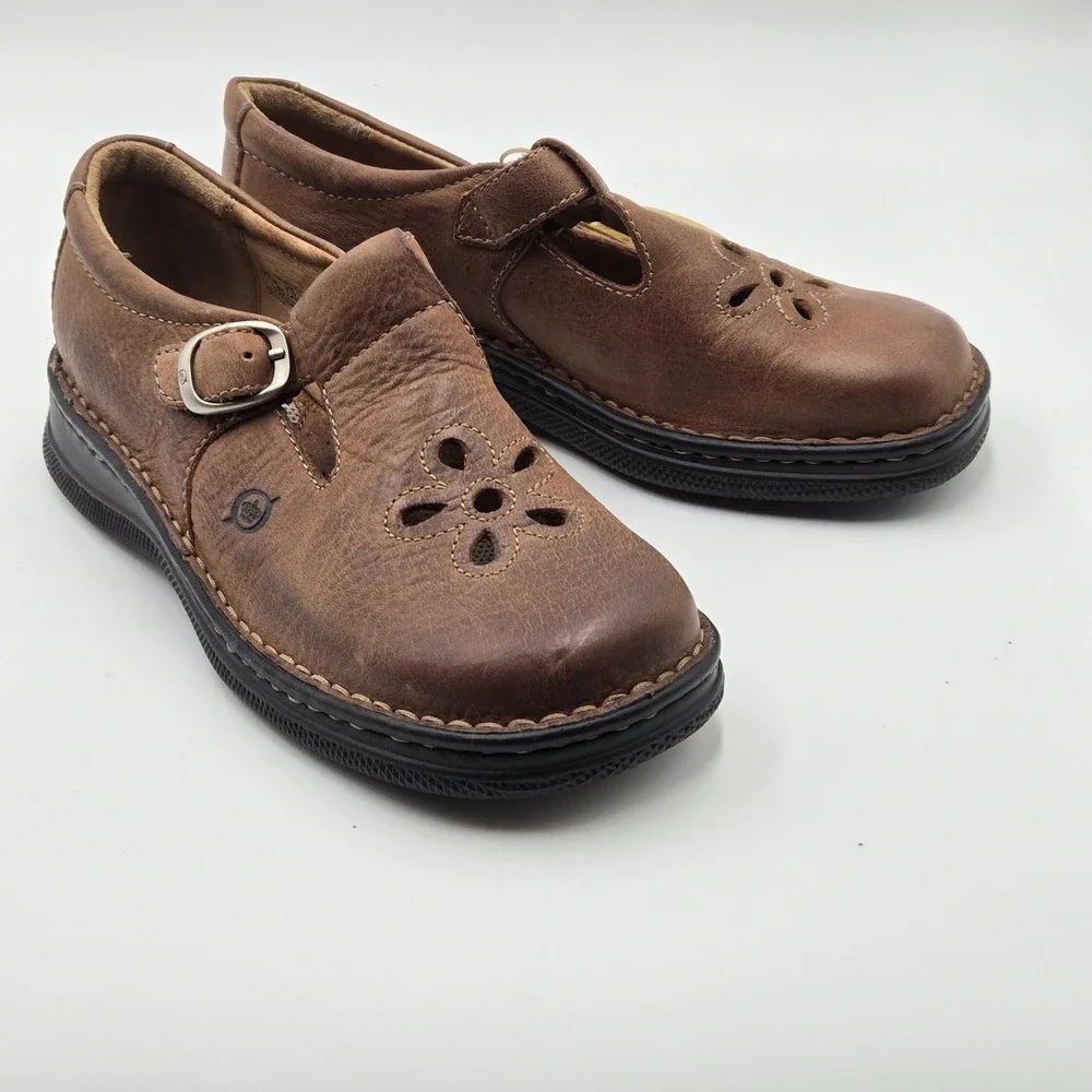 Born Trinity Shoes Girls Size 2.5 Brown Leather Mary Jane Flats BC14256 School